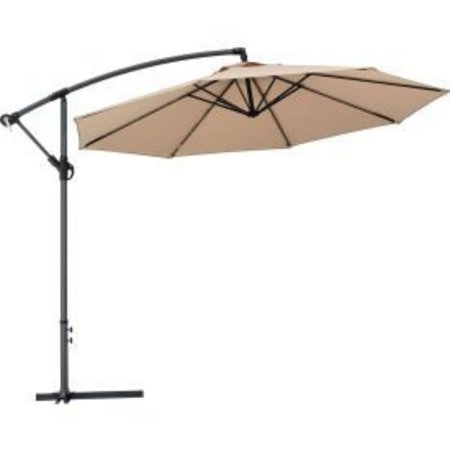 GLOBAL EQUIPMENT Global Industrial„¢ Cantilever Umbrella w/ Crank, Tilt & Cross Brace, Olefin Fabric, 10'W, Tan ZY21B-TAN